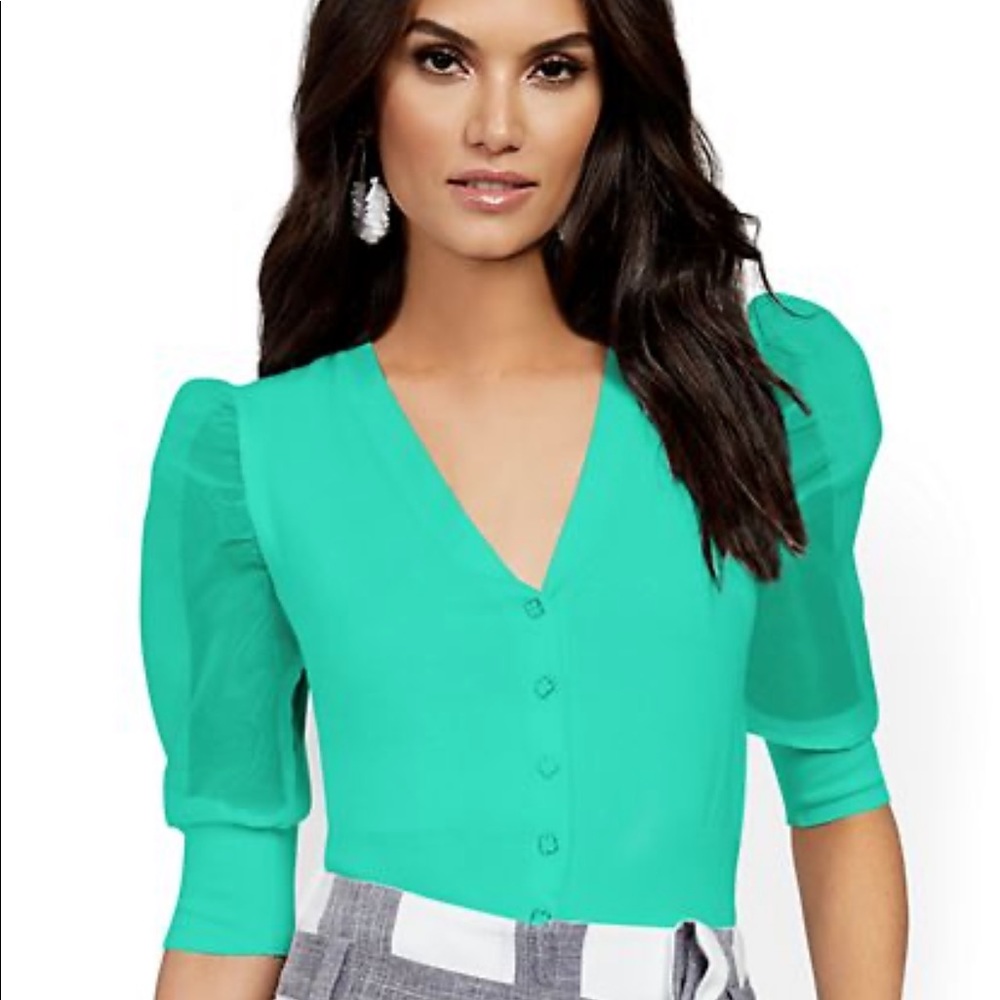 Organza Puff-Sleeve Cardigan